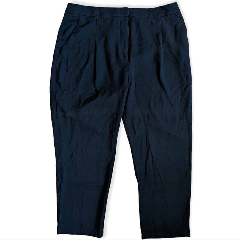 WORN 1X Leith High Waisted Tapered Leg Black Trousers w/ Pockets